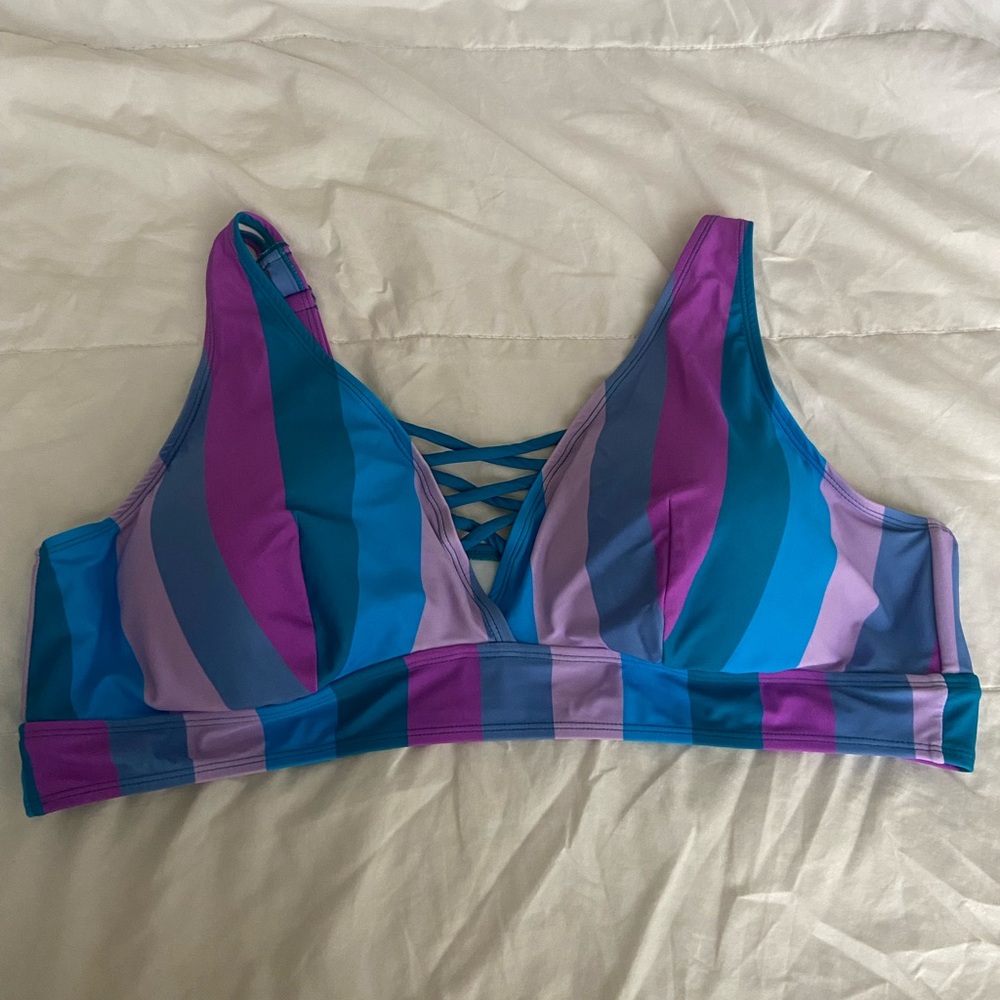Colorful Striped Bikini Top